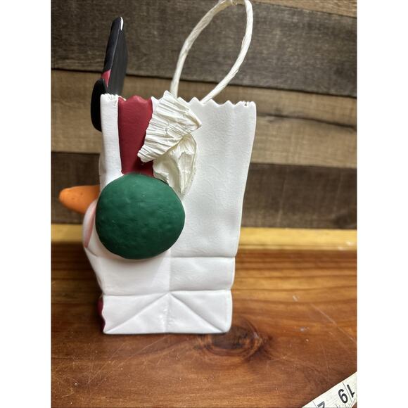 ceramic luminary bag snowman with top hat 9” - Picture 3 of 7